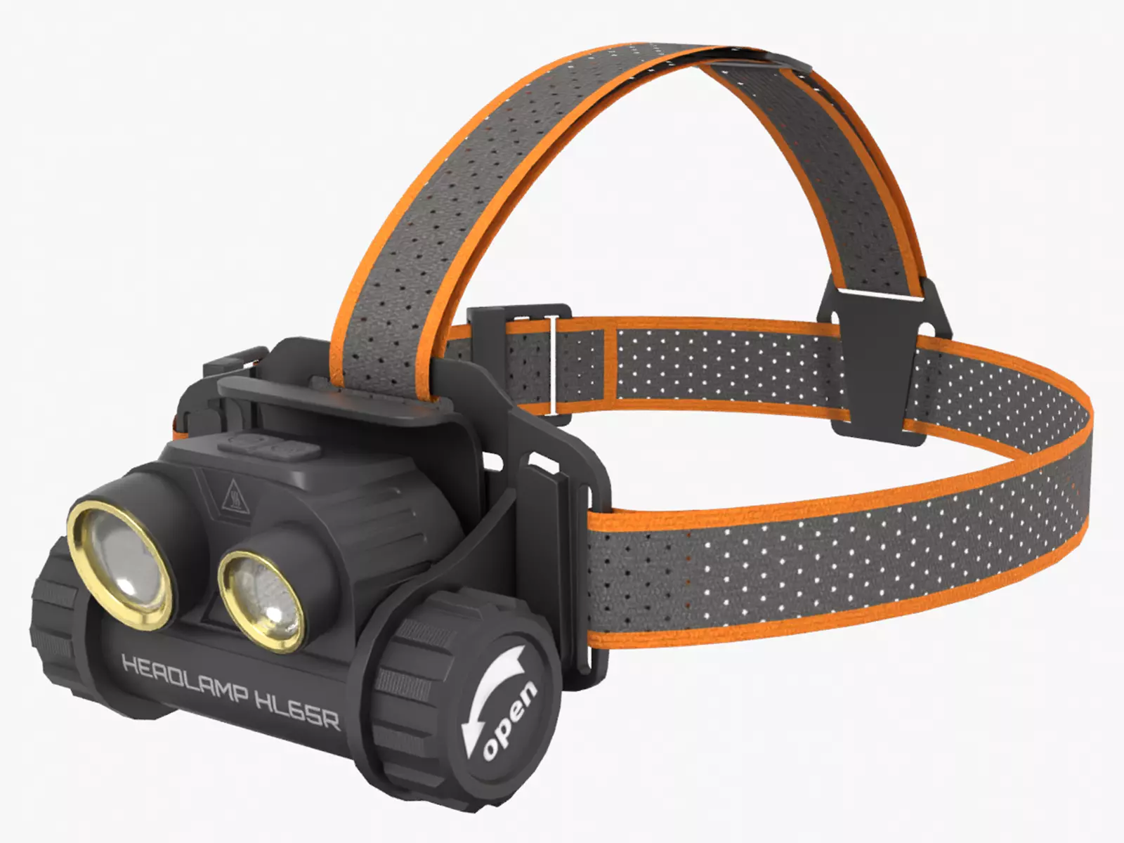 Headlamp with orange strap Low-poly 3D model_0