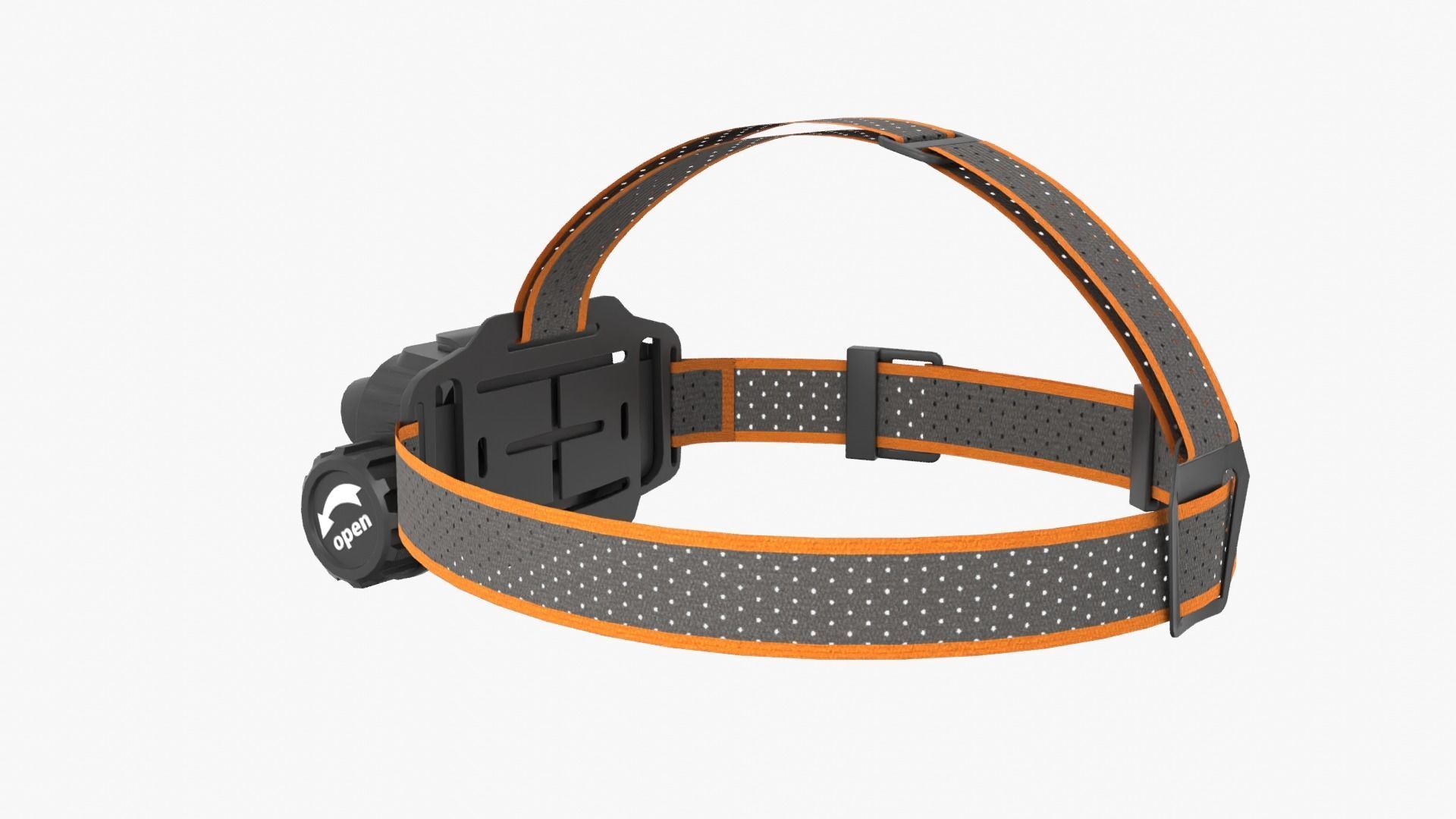 Headlamp with orange strap Low-poly 3D model_4