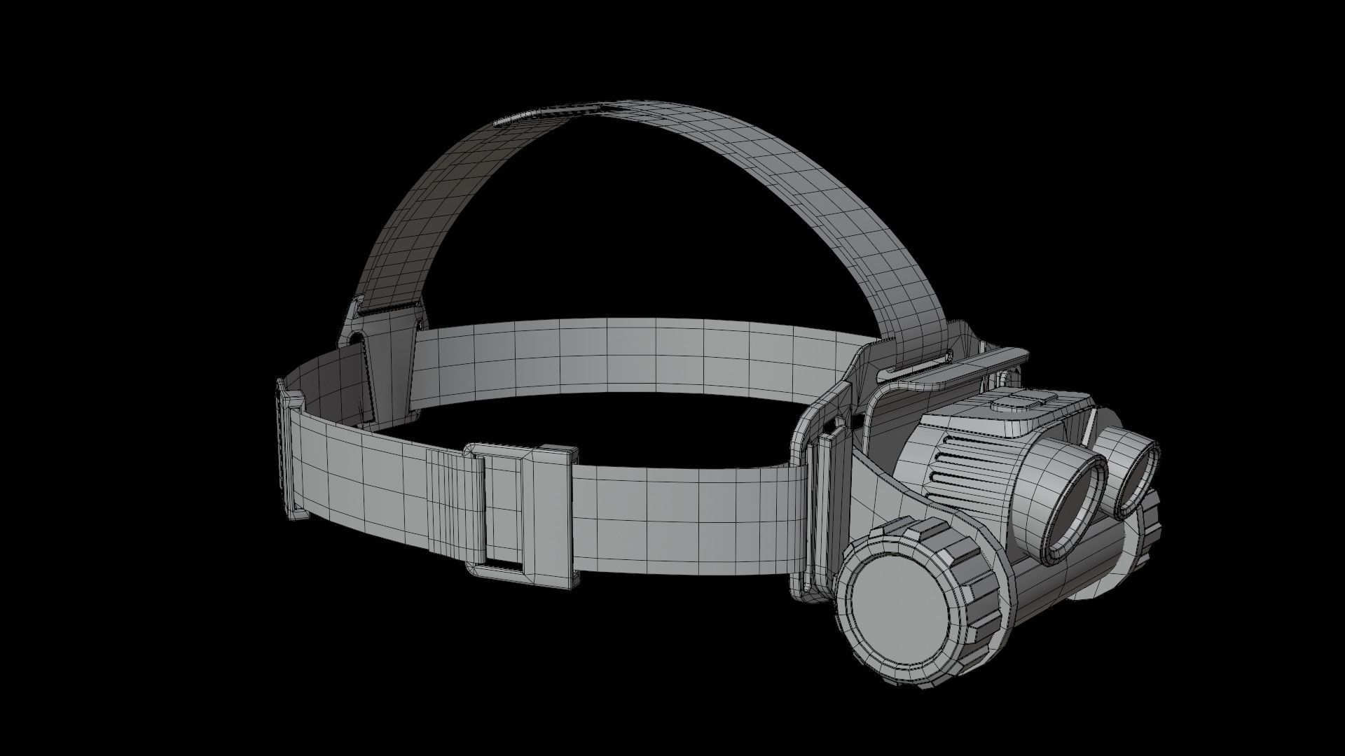 Headlamp with orange strap Low-poly 3D model_17