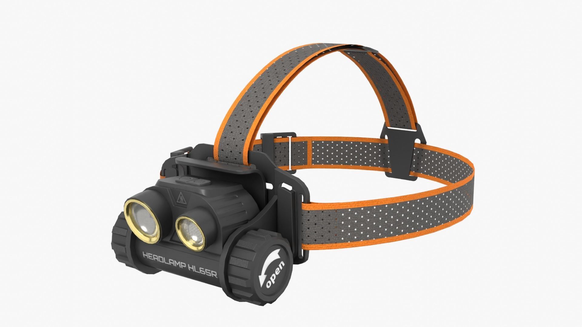 Headlamp with orange strap Low-poly 3D model_13