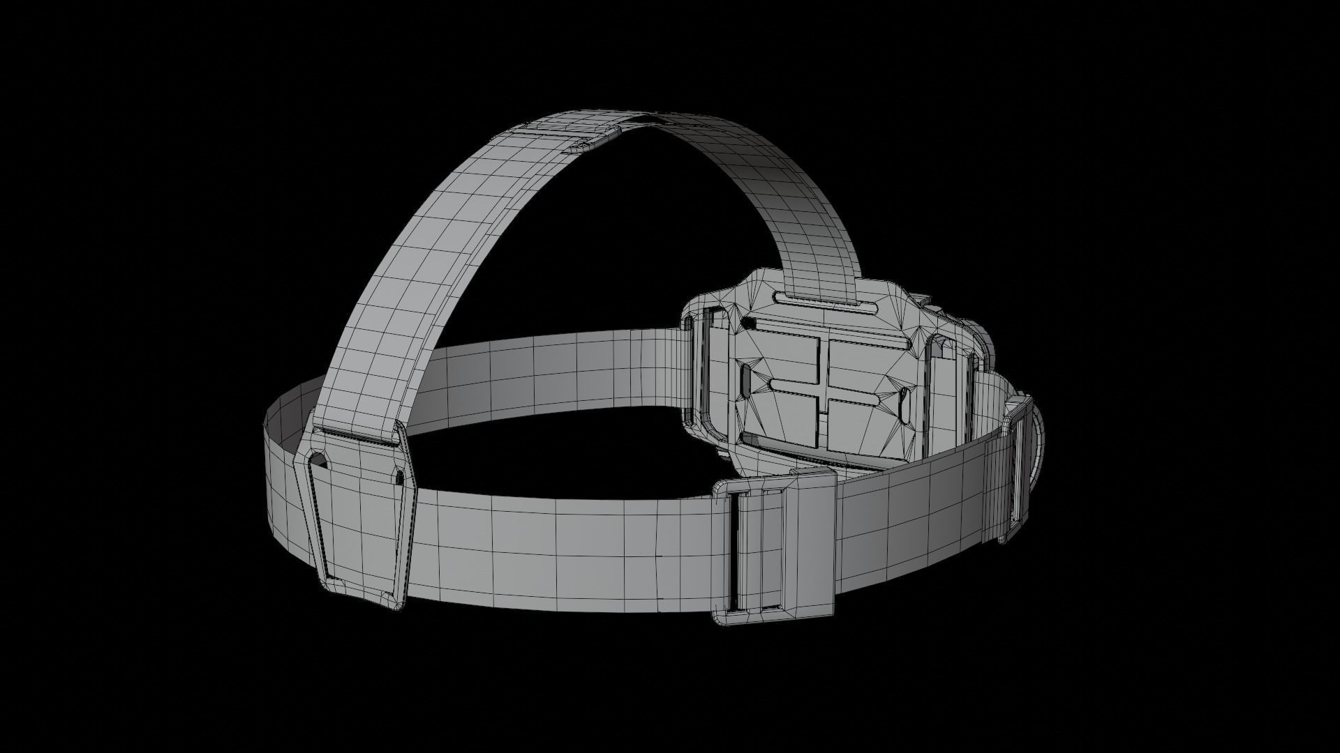 Headlamp with orange strap Low-poly 3D model_16