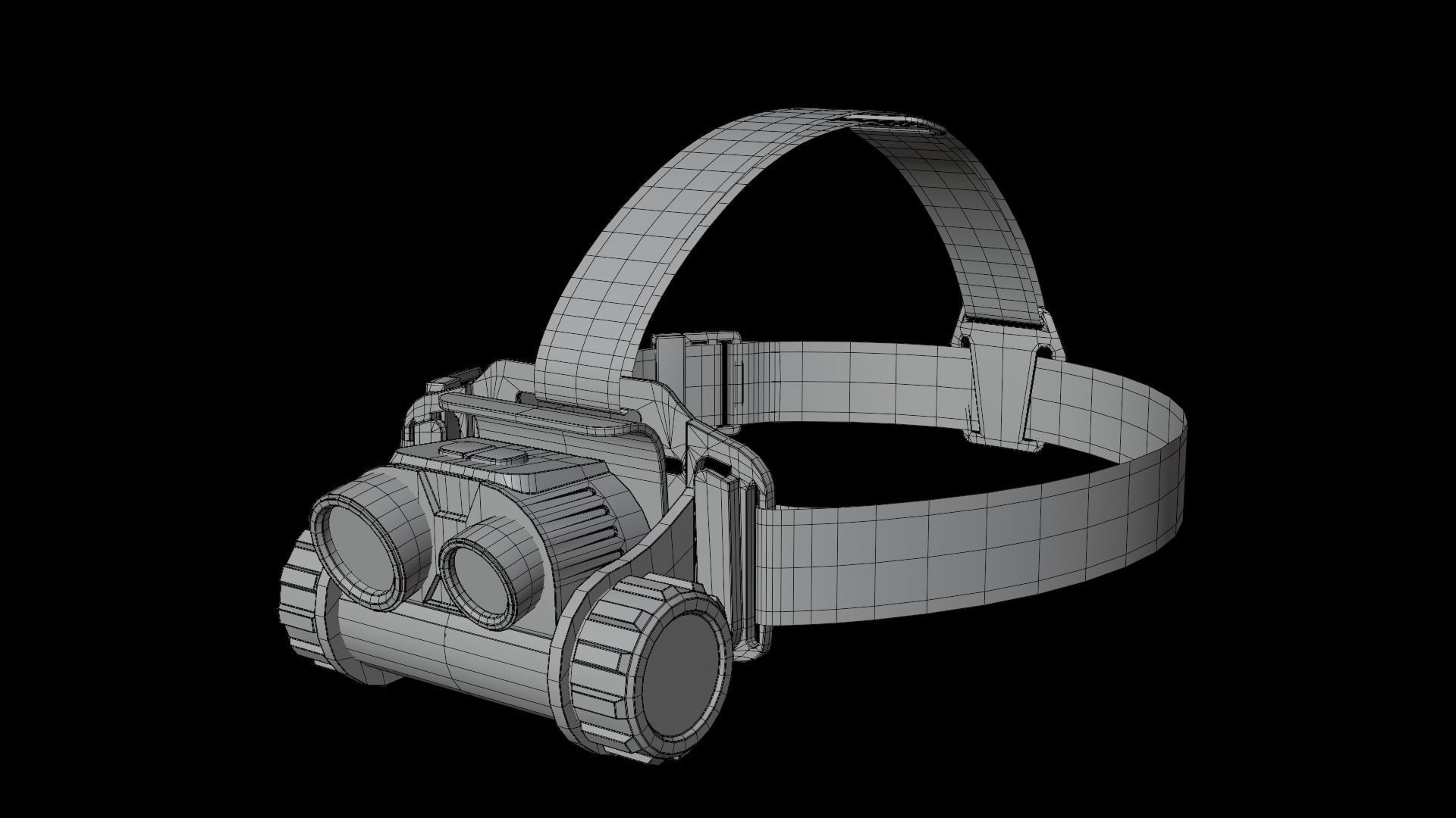Headlamp with orange strap Low-poly 3D model_14
