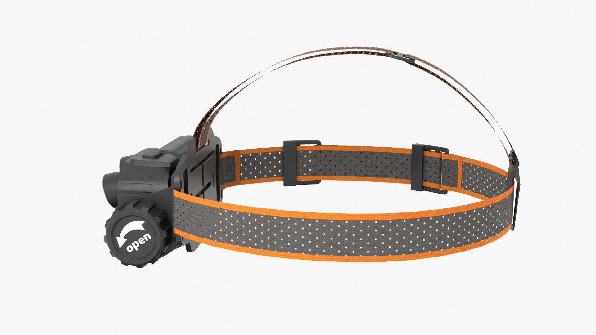 Headlamp with orange strap Low-poly 3D model_3