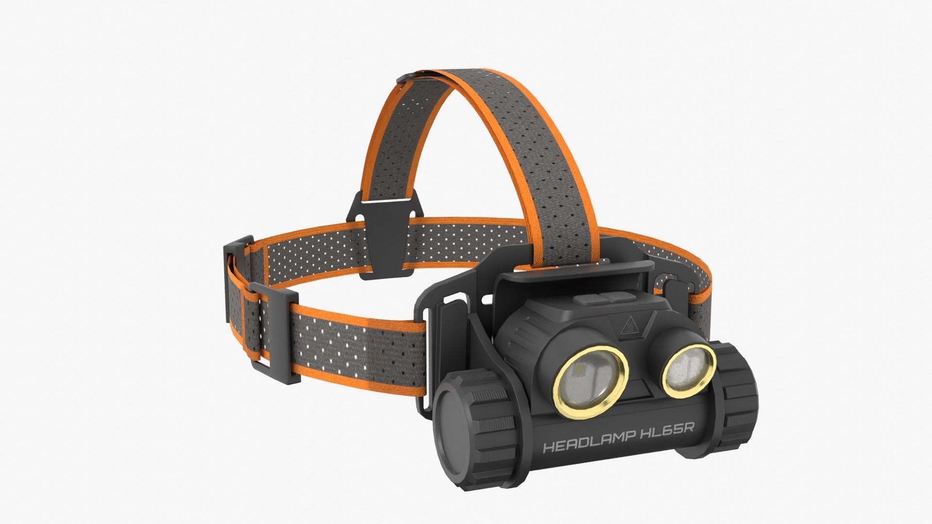Headlamp with orange strap Low-poly 3D model_11