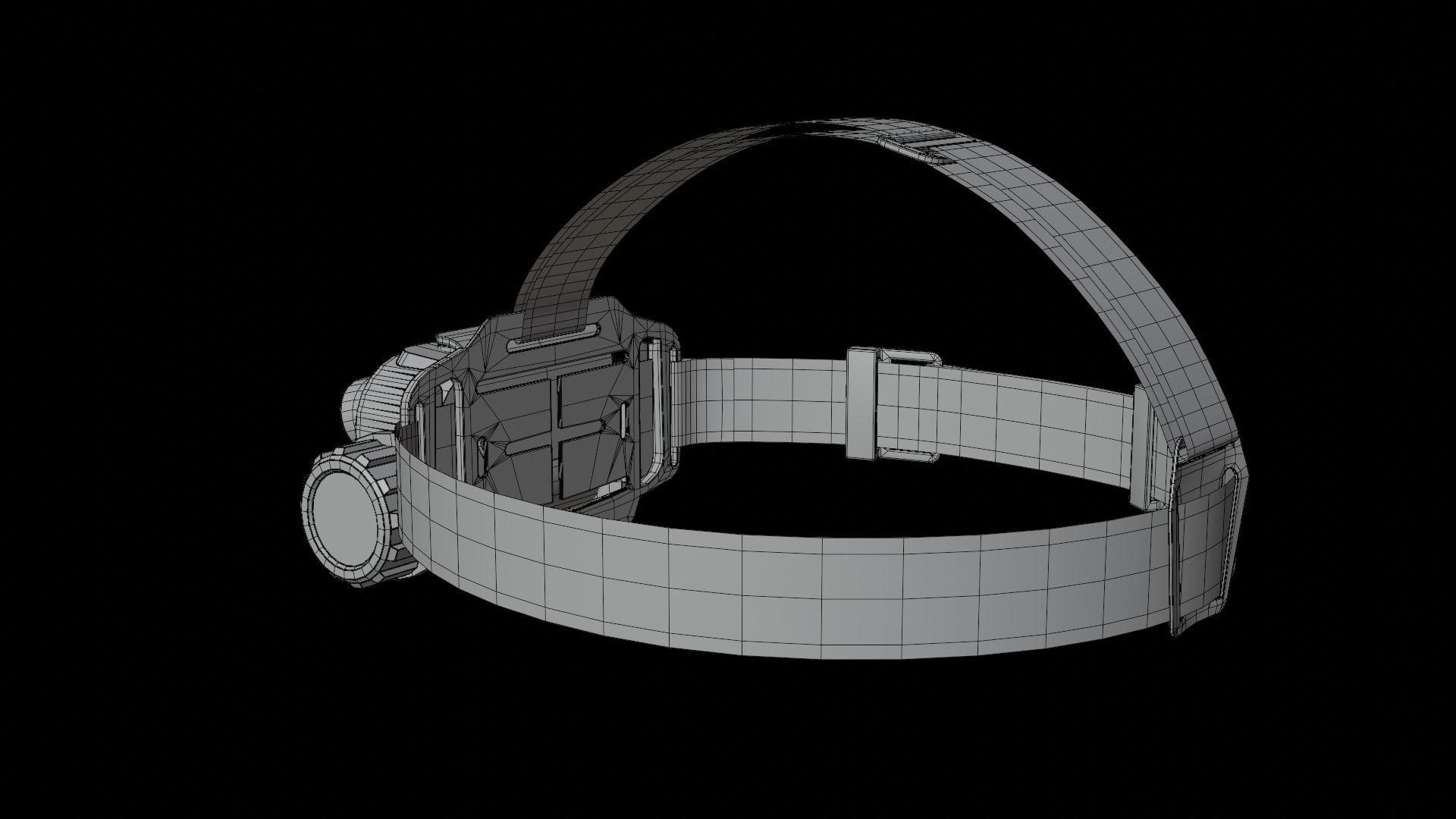 Headlamp with orange strap Low-poly 3D model_15