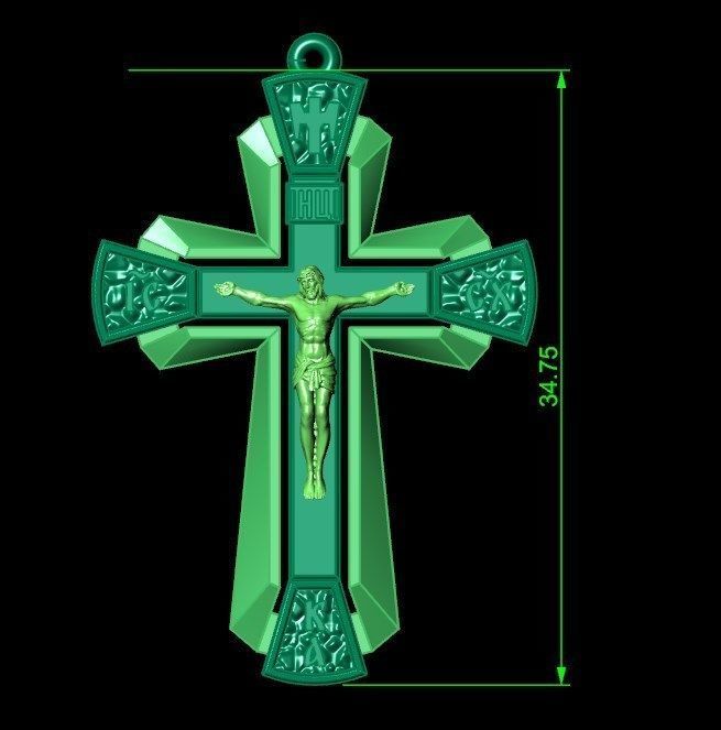 Pendant cross od72 3D print model_7