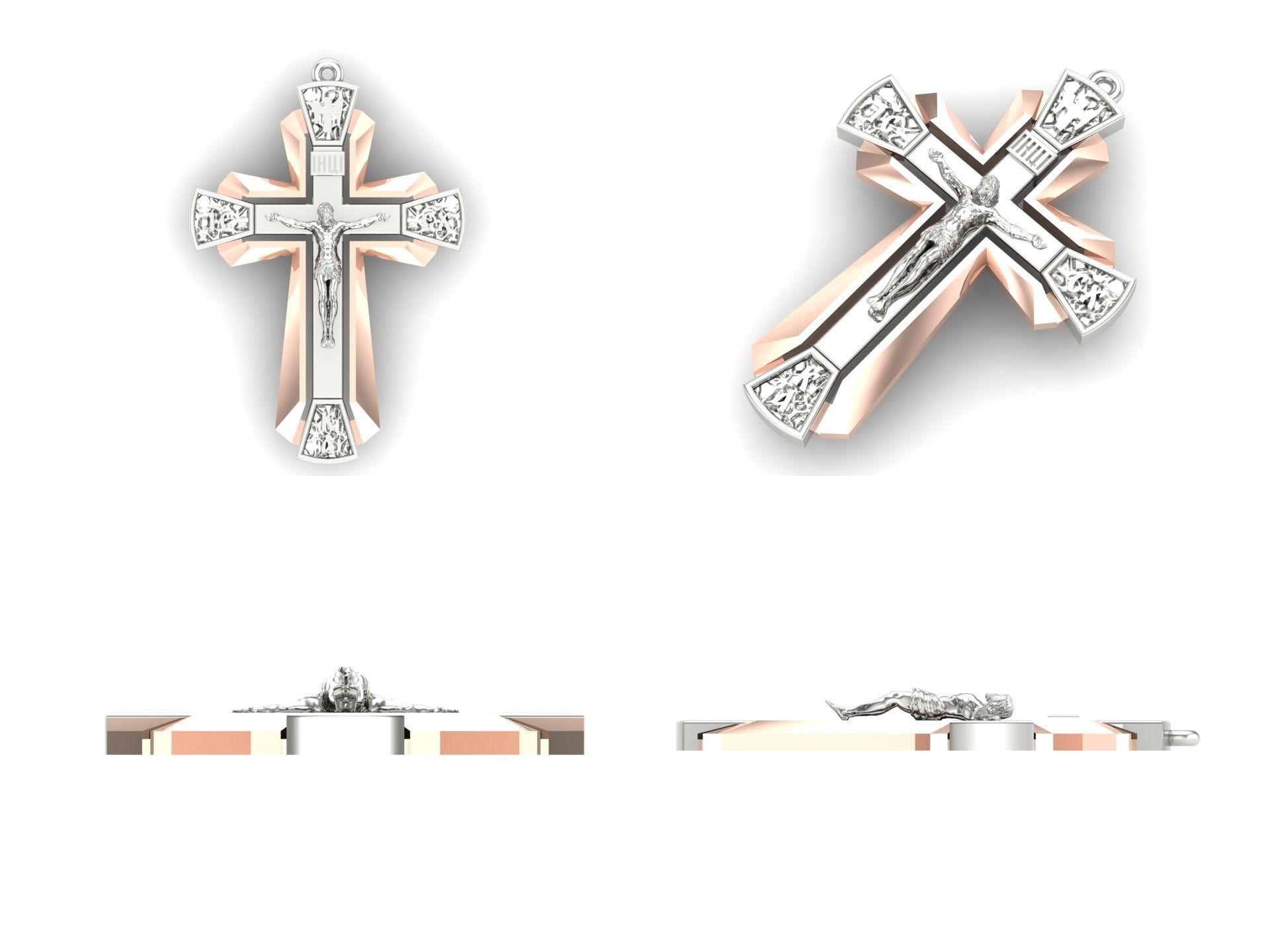 Pendant cross od72 3D print model_3