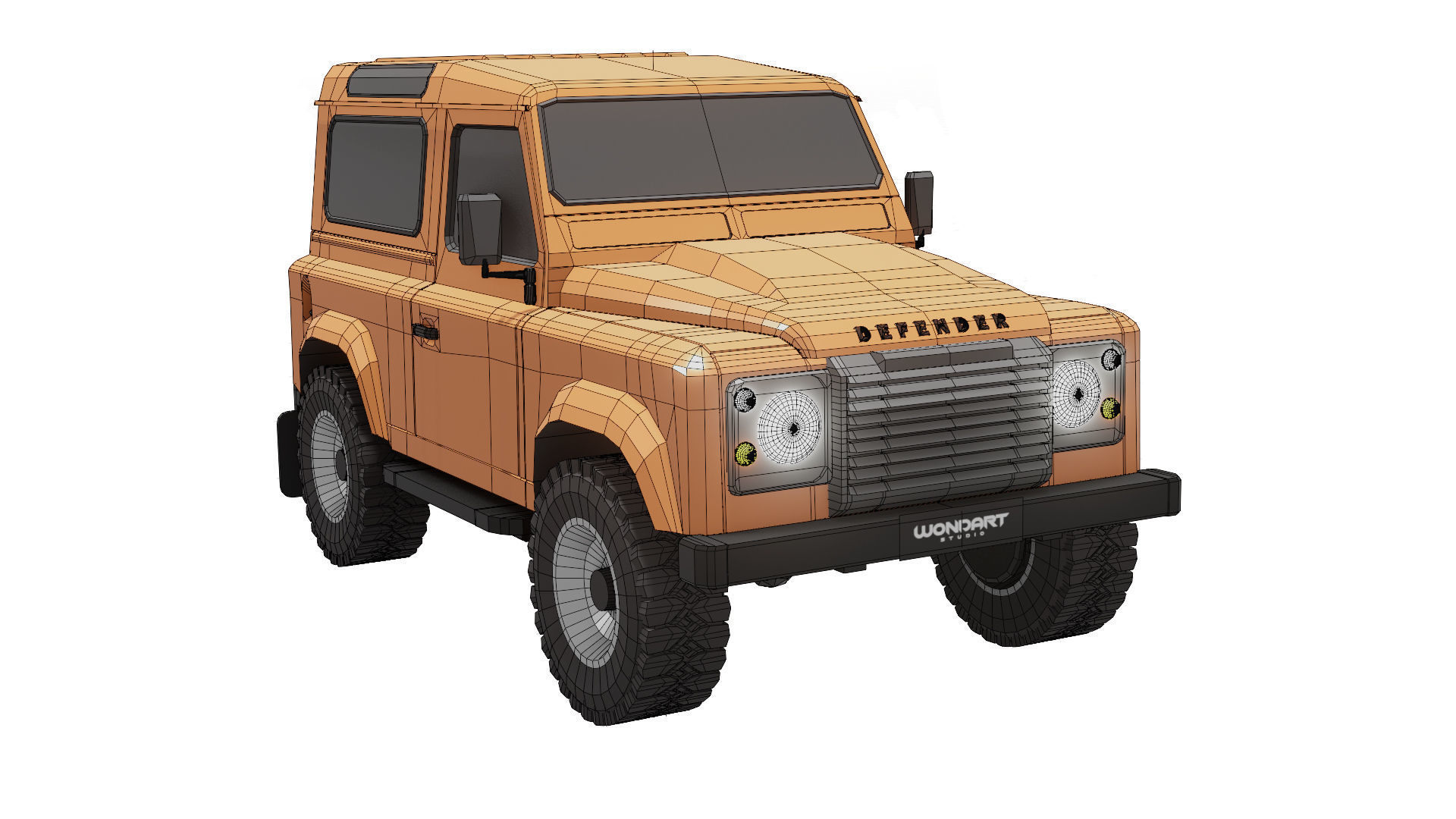 Land Rover Defender 90 Low Poly Low-poly 3D model_15