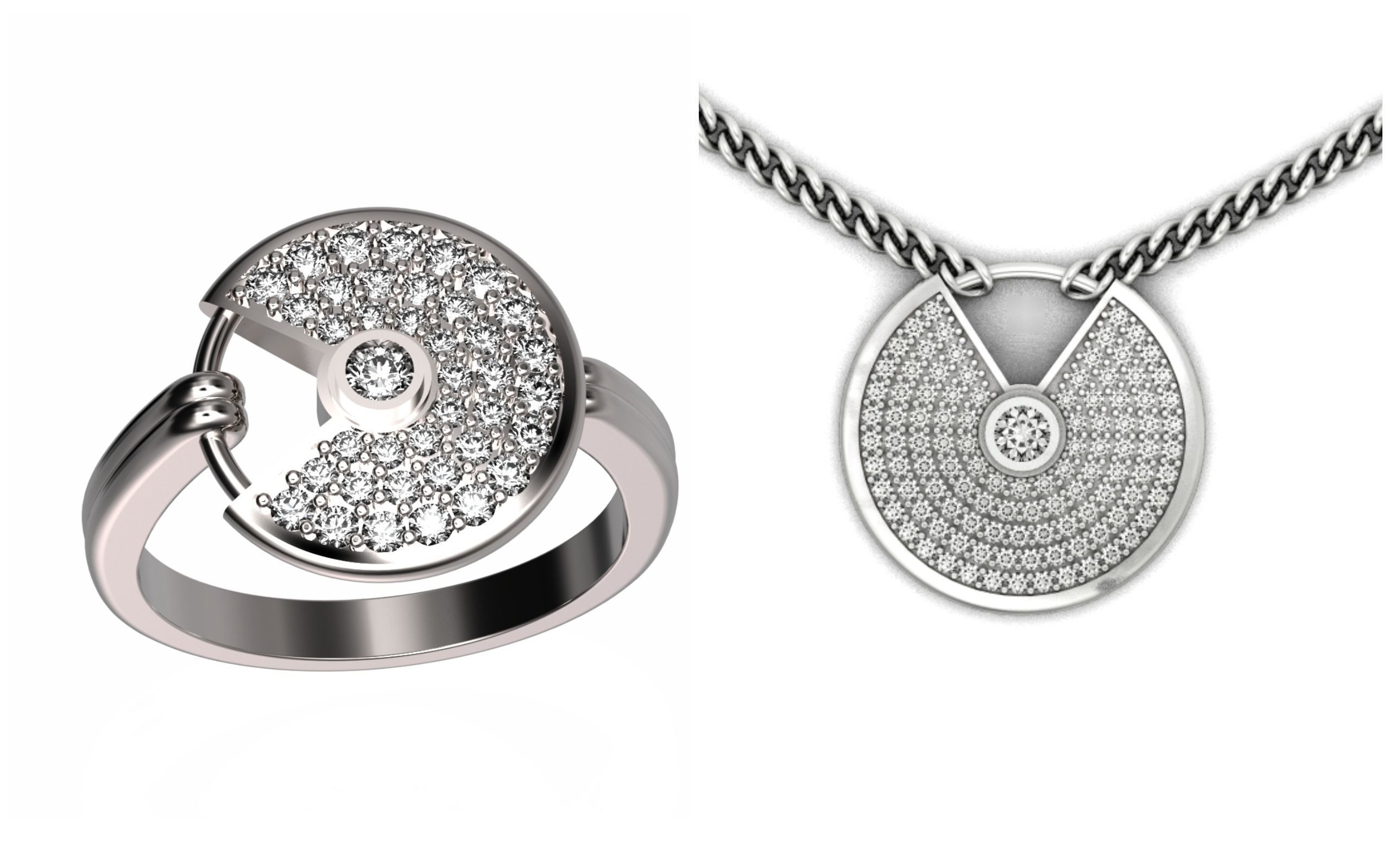 stylish  wedding set pendant and ring  3D Model Collection_1