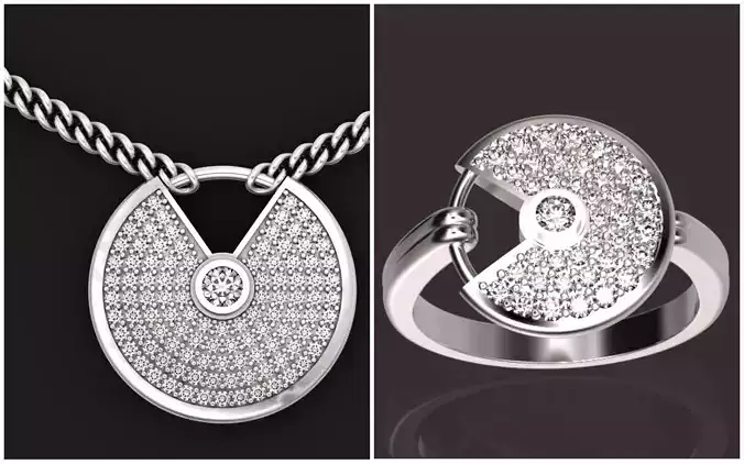 stylish  wedding set pendant and ring  3D Model Collection