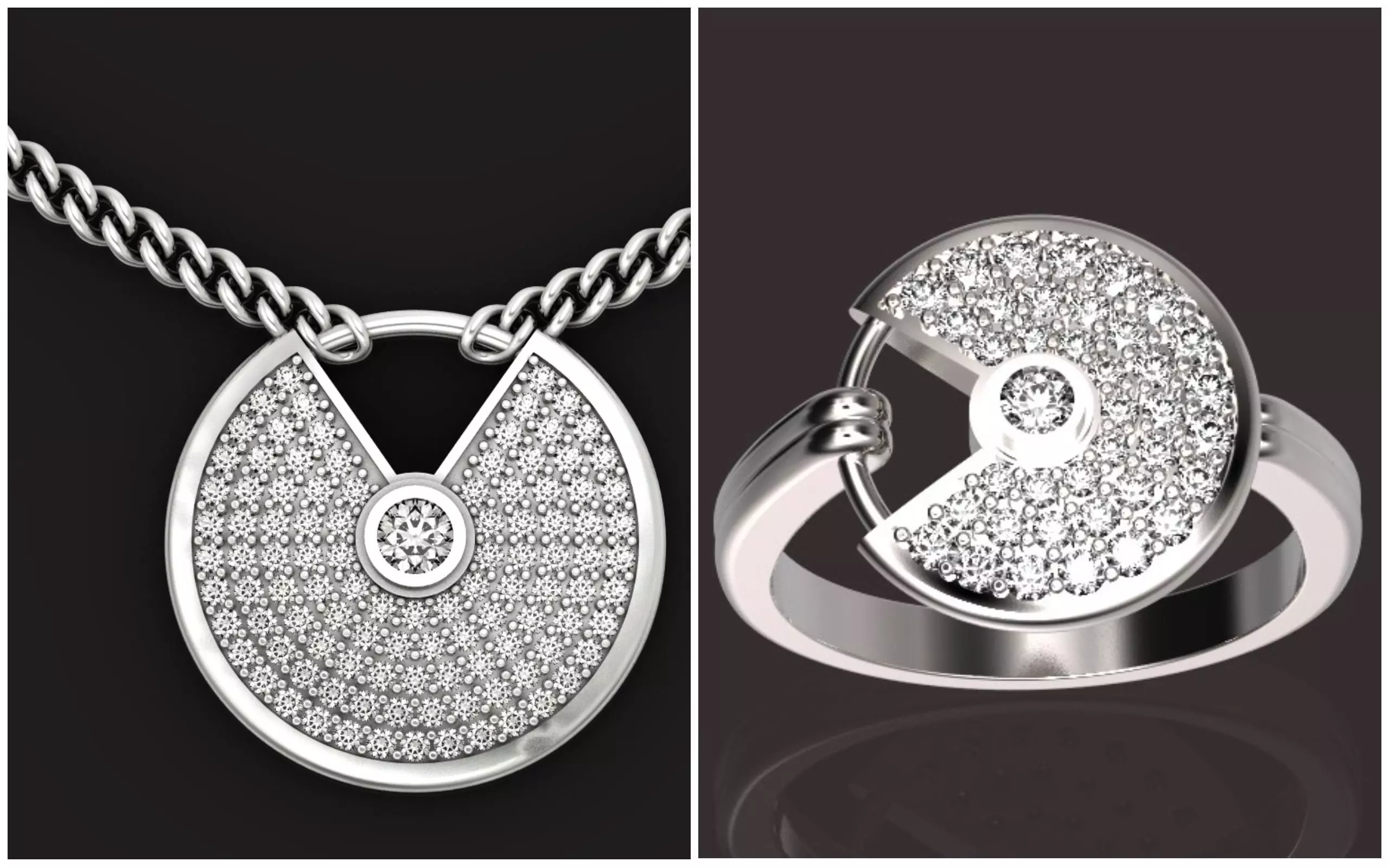 stylish  wedding set pendant and ring  3D Model Collection_0