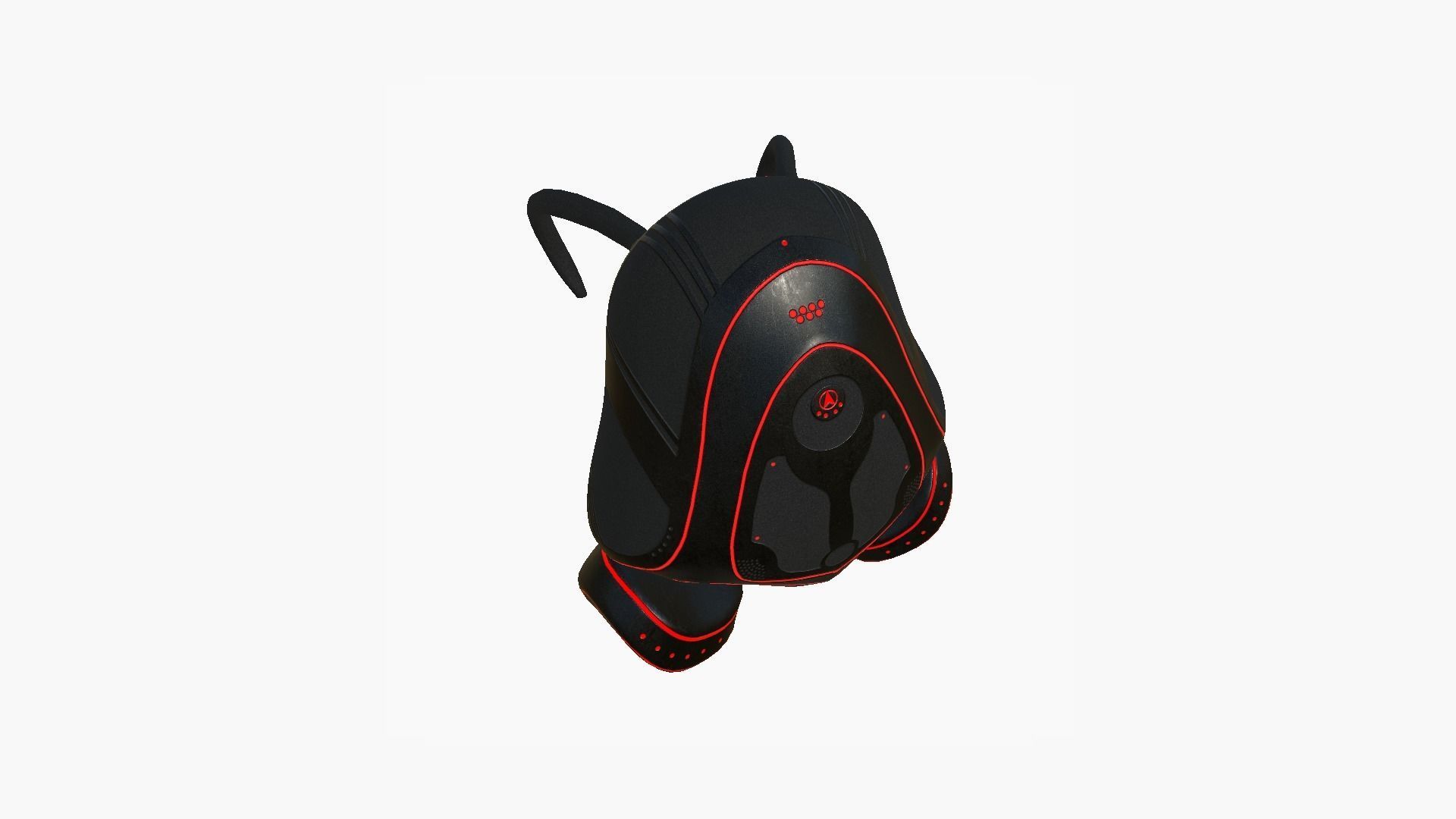 SciFi Backpack H08 Black Red - Fashion Character Design Low-poly 3D model_4