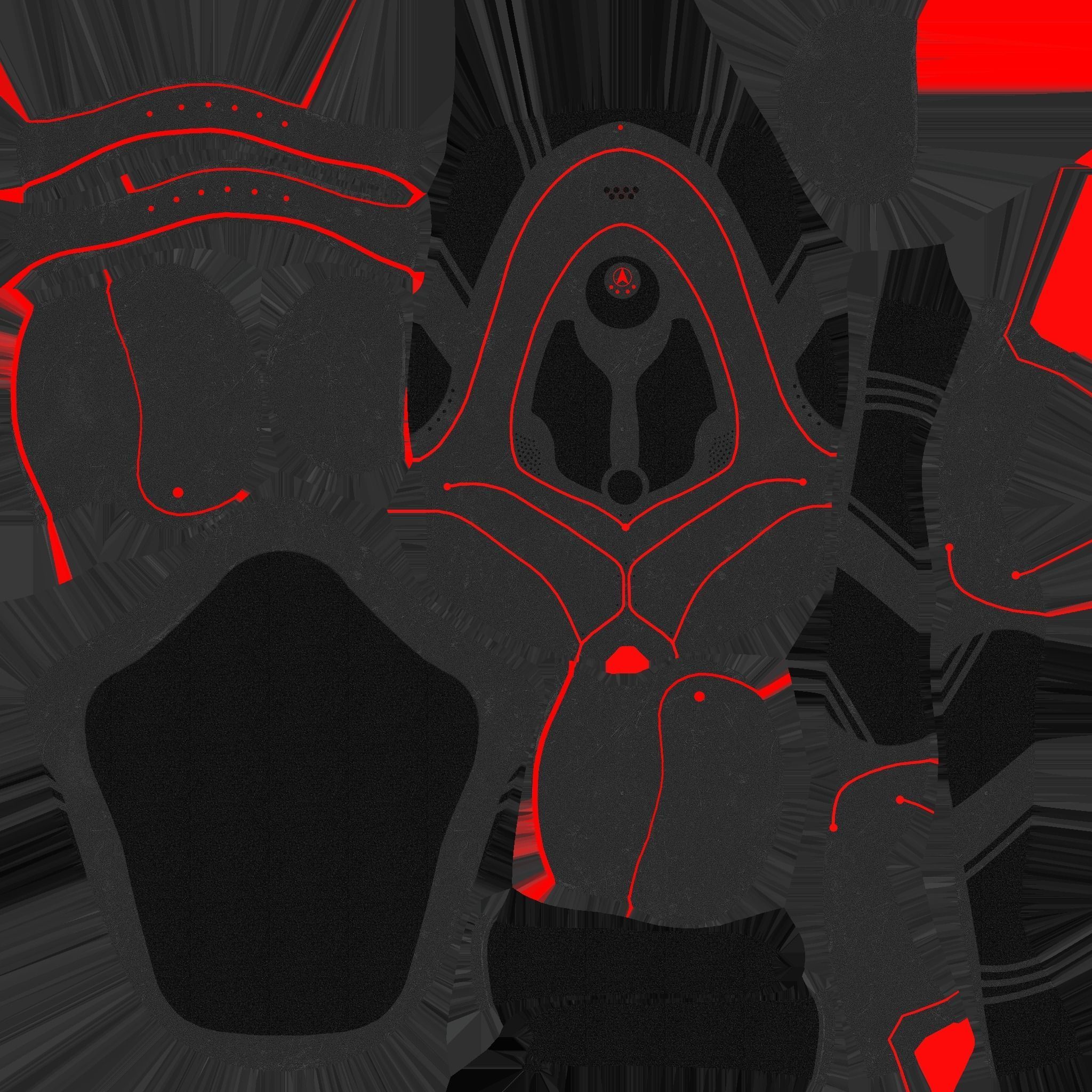 SciFi Backpack H08 Black Red - Fashion Character Design Low-poly 3D model_19