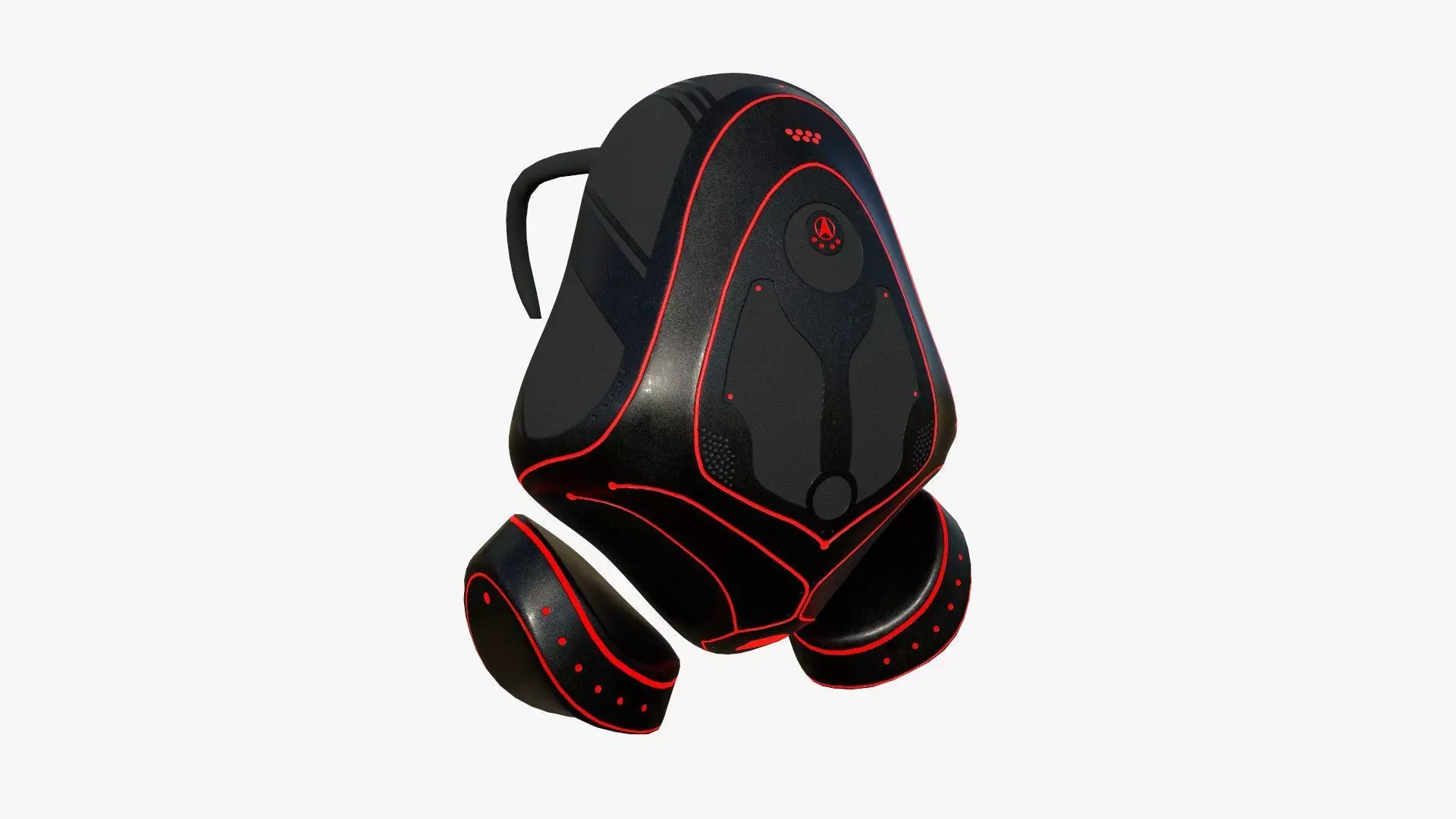 SciFi Backpack H08 Black Red - Fashion Character Design Low-poly 3D model_0