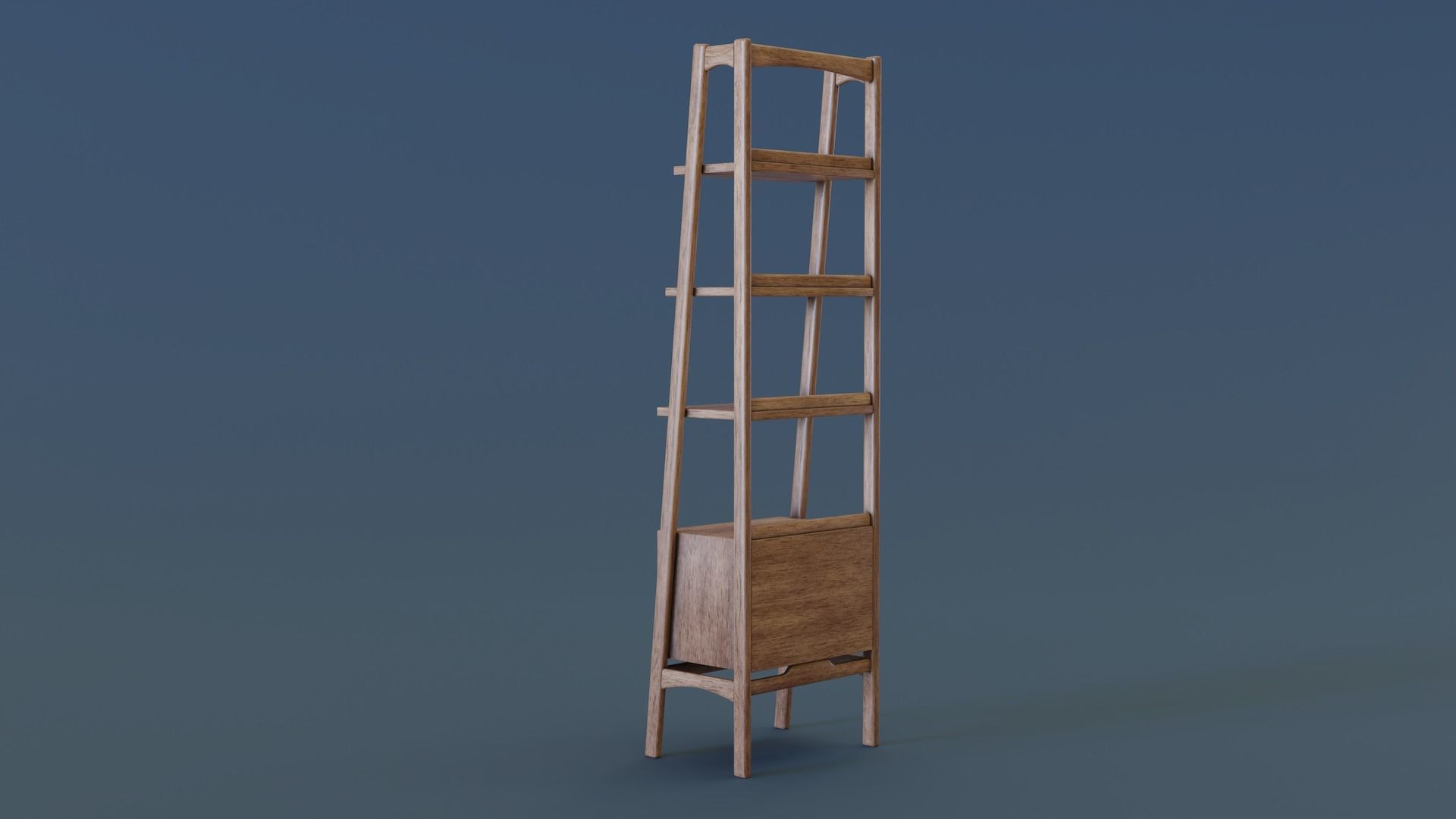 Mid-Century Bookshelf Low-poly 3D model_2