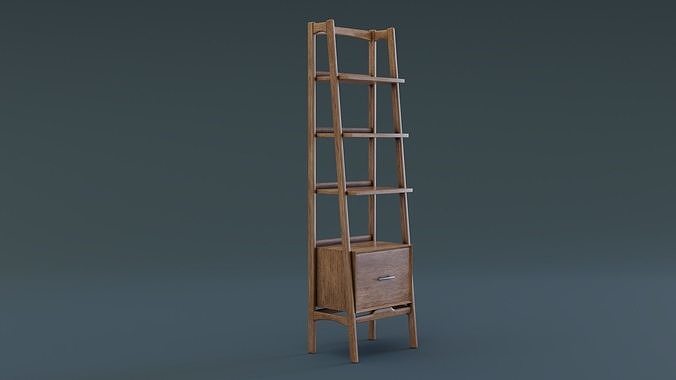 Mid-Century Bookshelf Low-poly 3D model