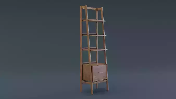Mid-Century Bookshelf Low-poly 3D model
