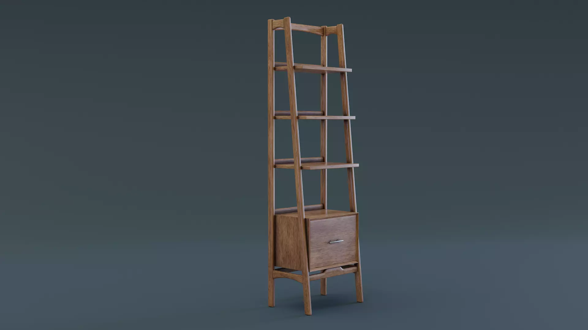 Mid-Century Bookshelf Low-poly 3D model_0