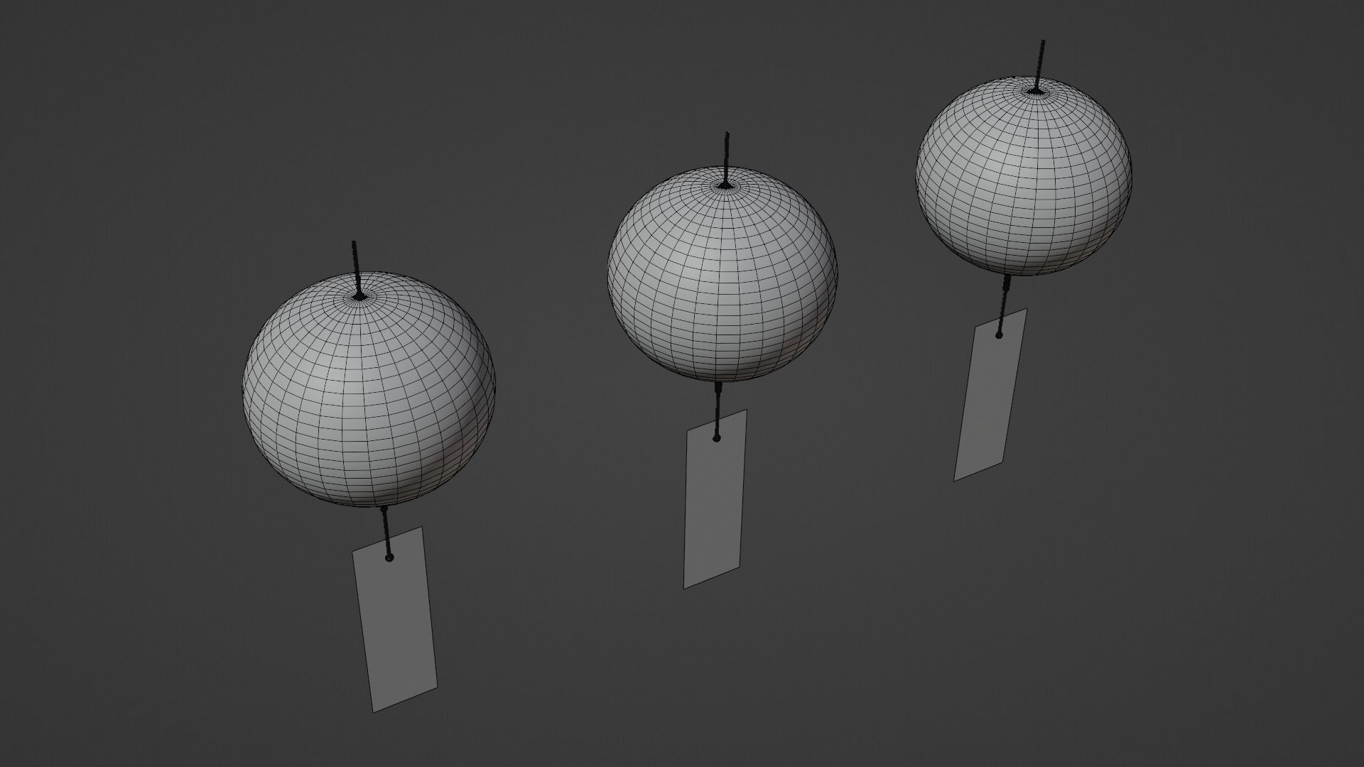 Furin - Wind Chimes Low-poly 3D model_12