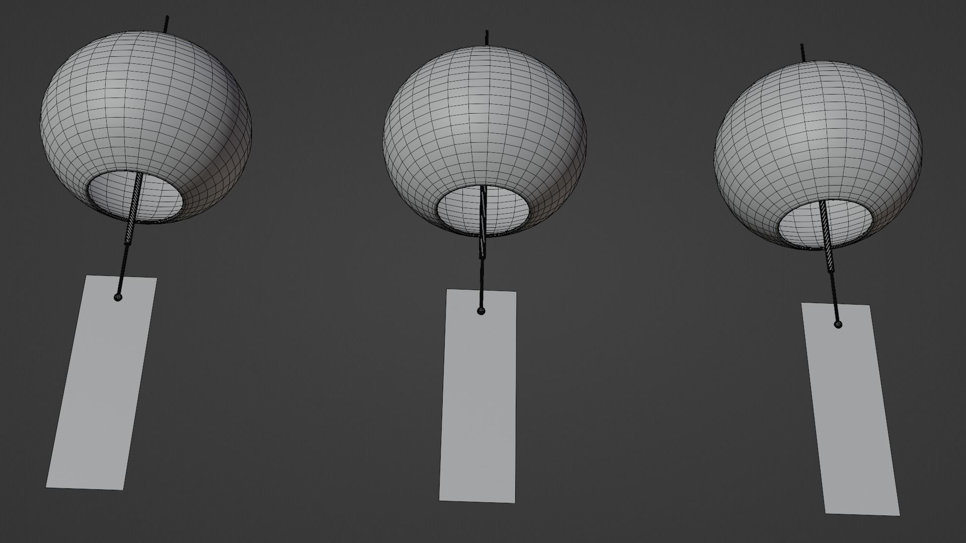 Furin - Wind Chimes Low-poly 3D model_18