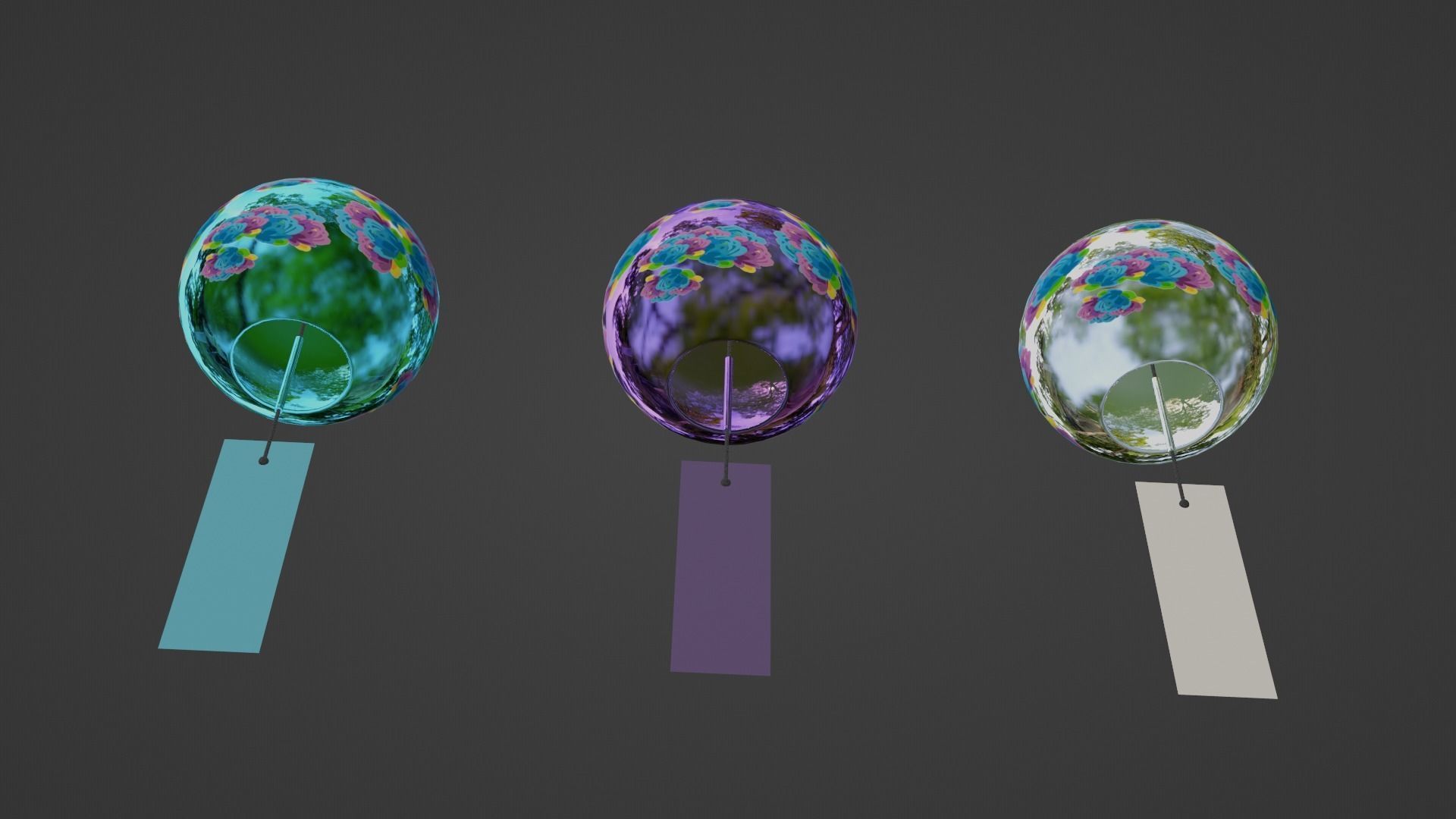 Furin - Wind Chimes Low-poly 3D model_13