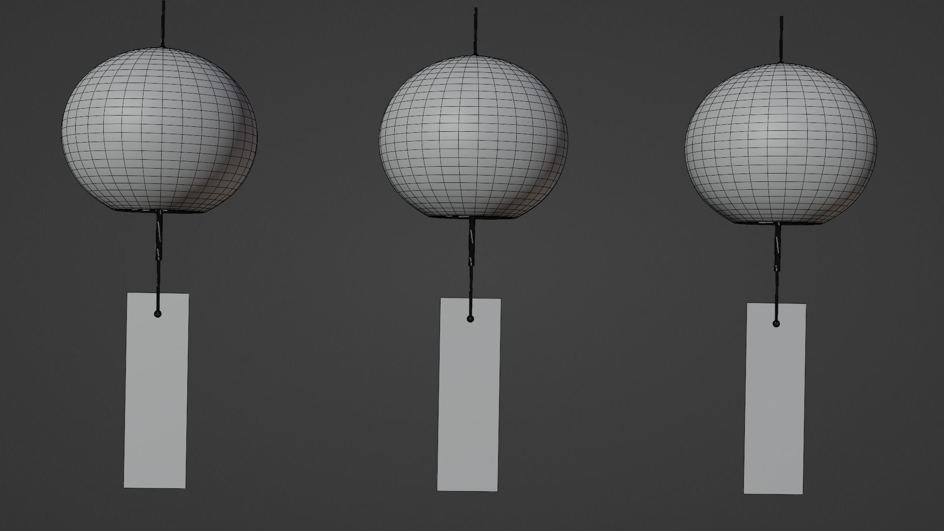 Furin - Wind Chimes Low-poly 3D model_6