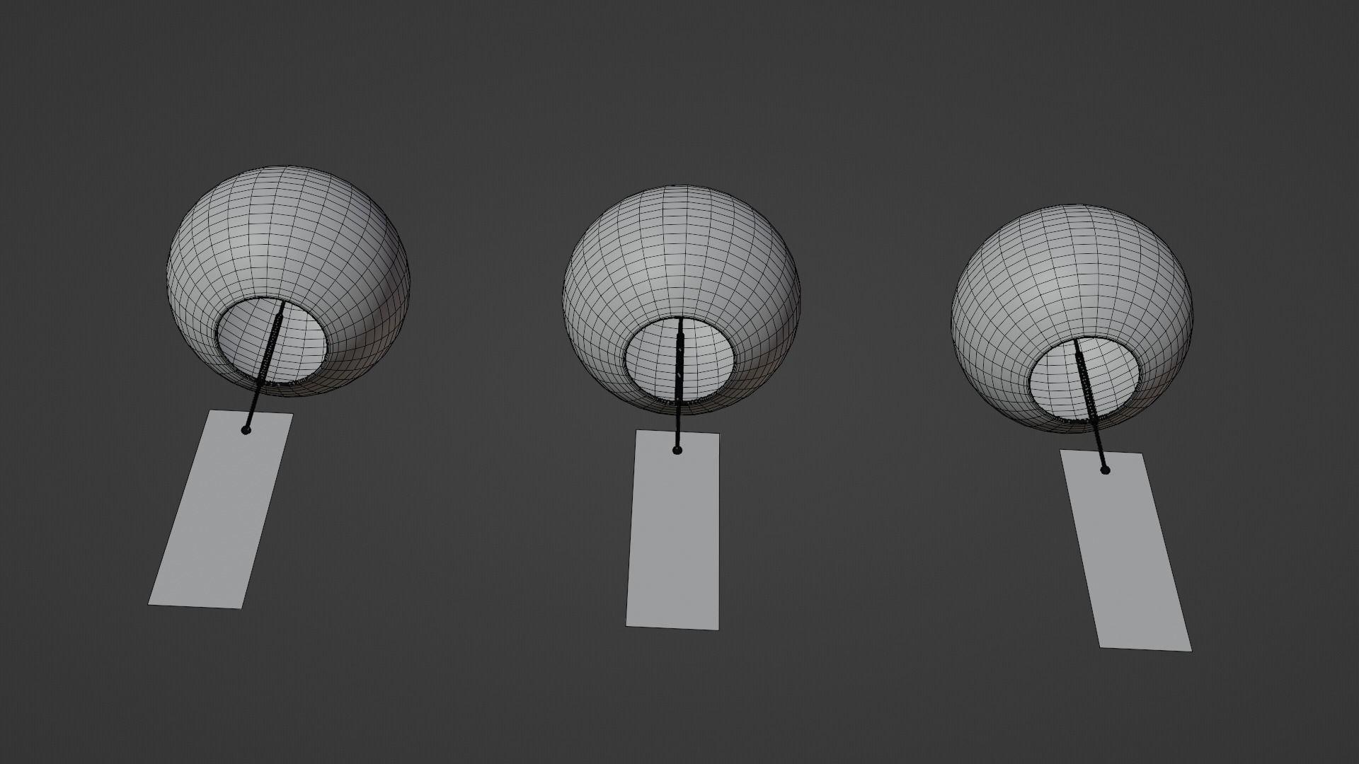 Furin - Wind Chimes Low-poly 3D model_15