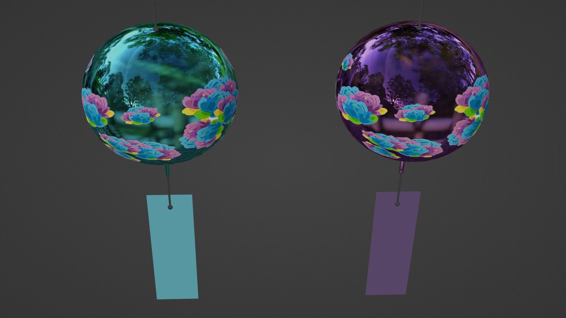 Furin - Wind Chimes Low-poly 3D model_19