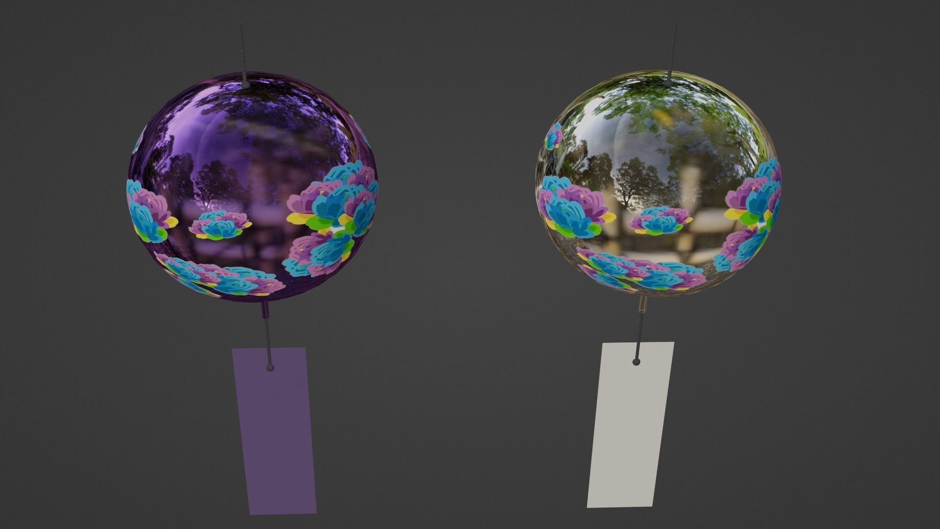 Furin - Wind Chimes Low-poly 3D model_22