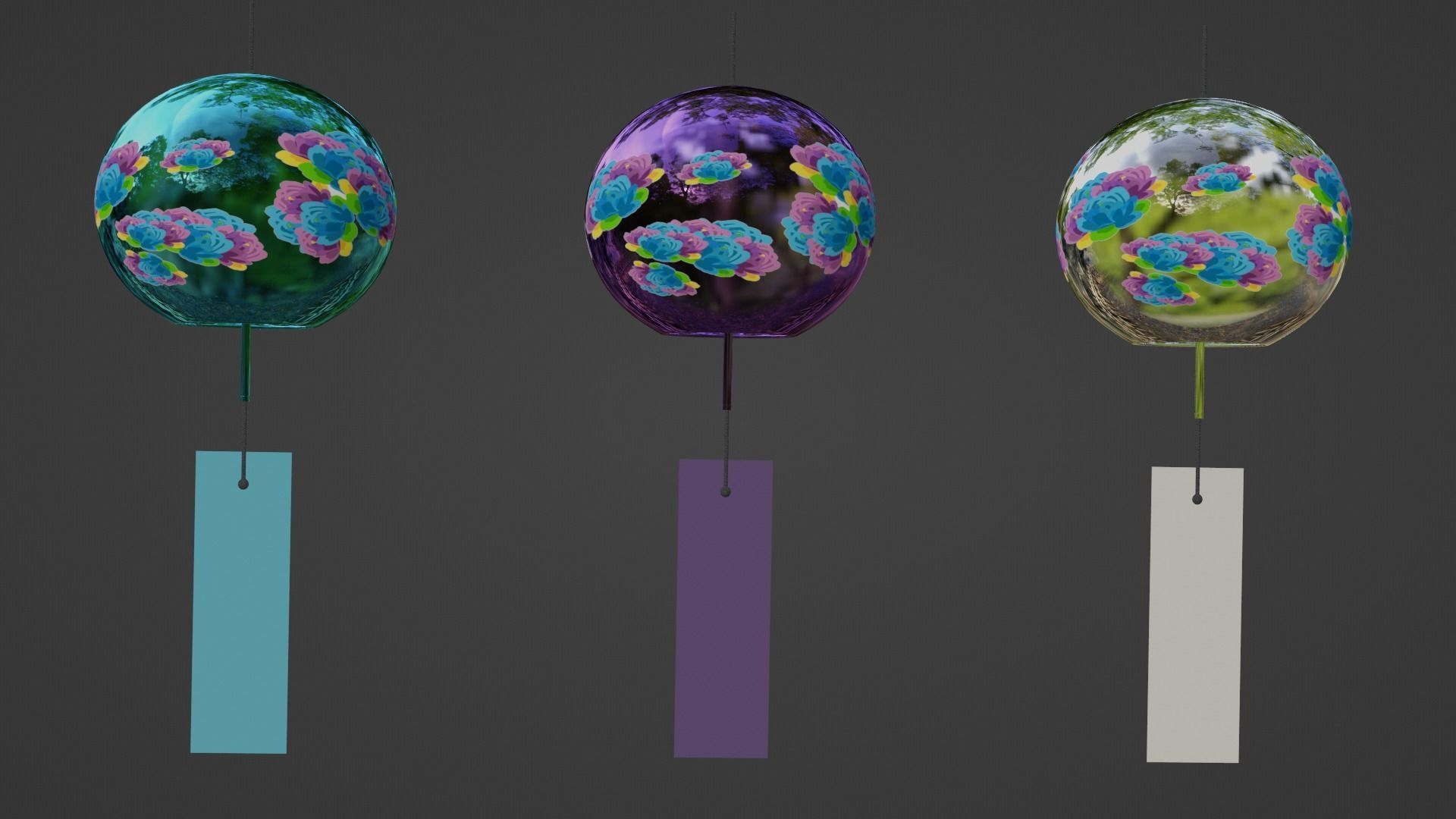 Furin - Wind Chimes Low-poly 3D model_4