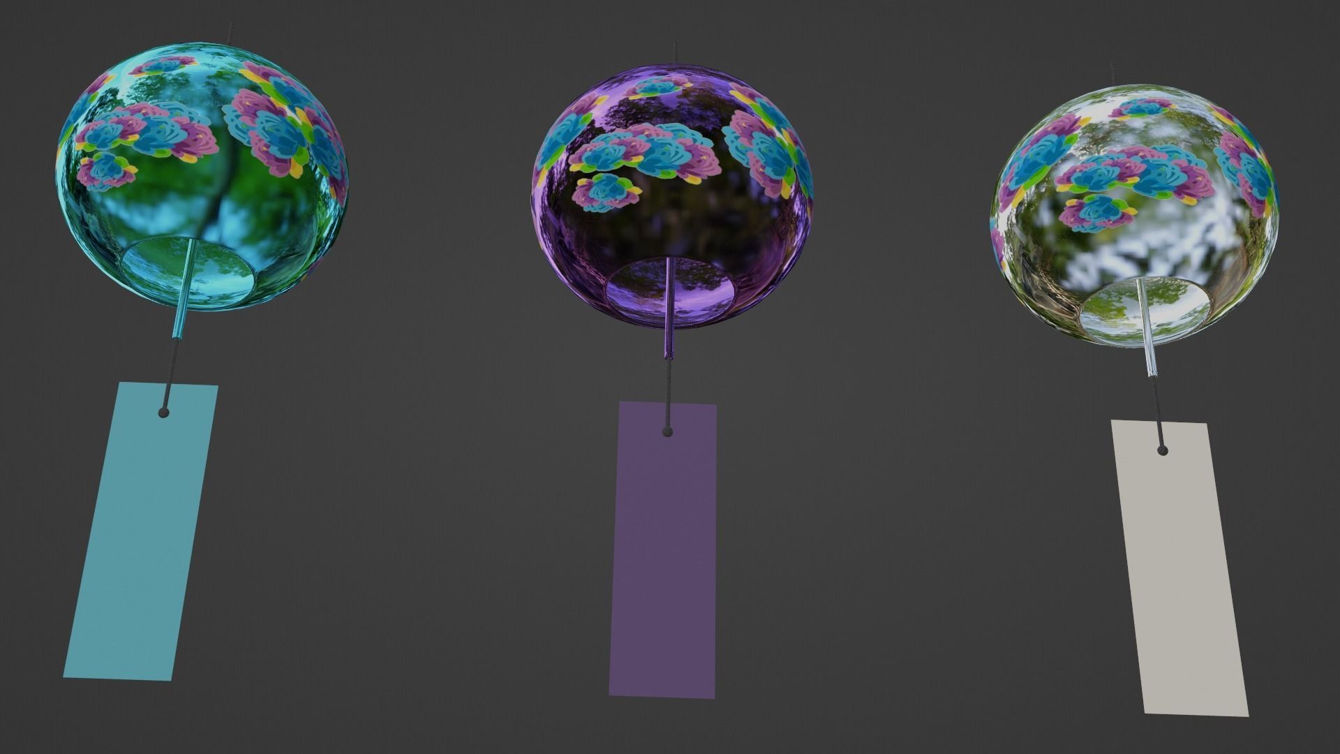 Furin - Wind Chimes Low-poly 3D model_16