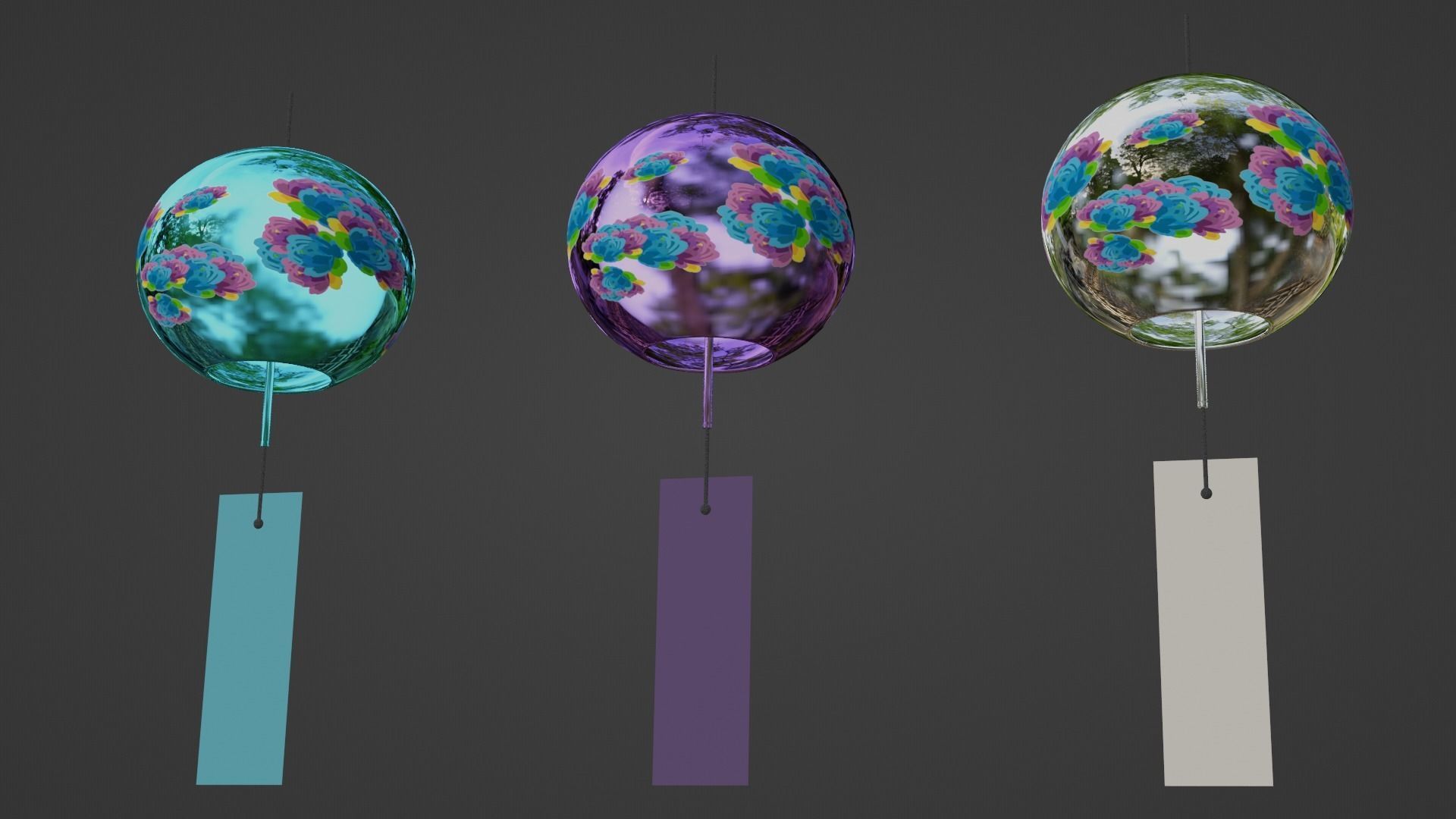 Furin - Wind Chimes Low-poly 3D model_1