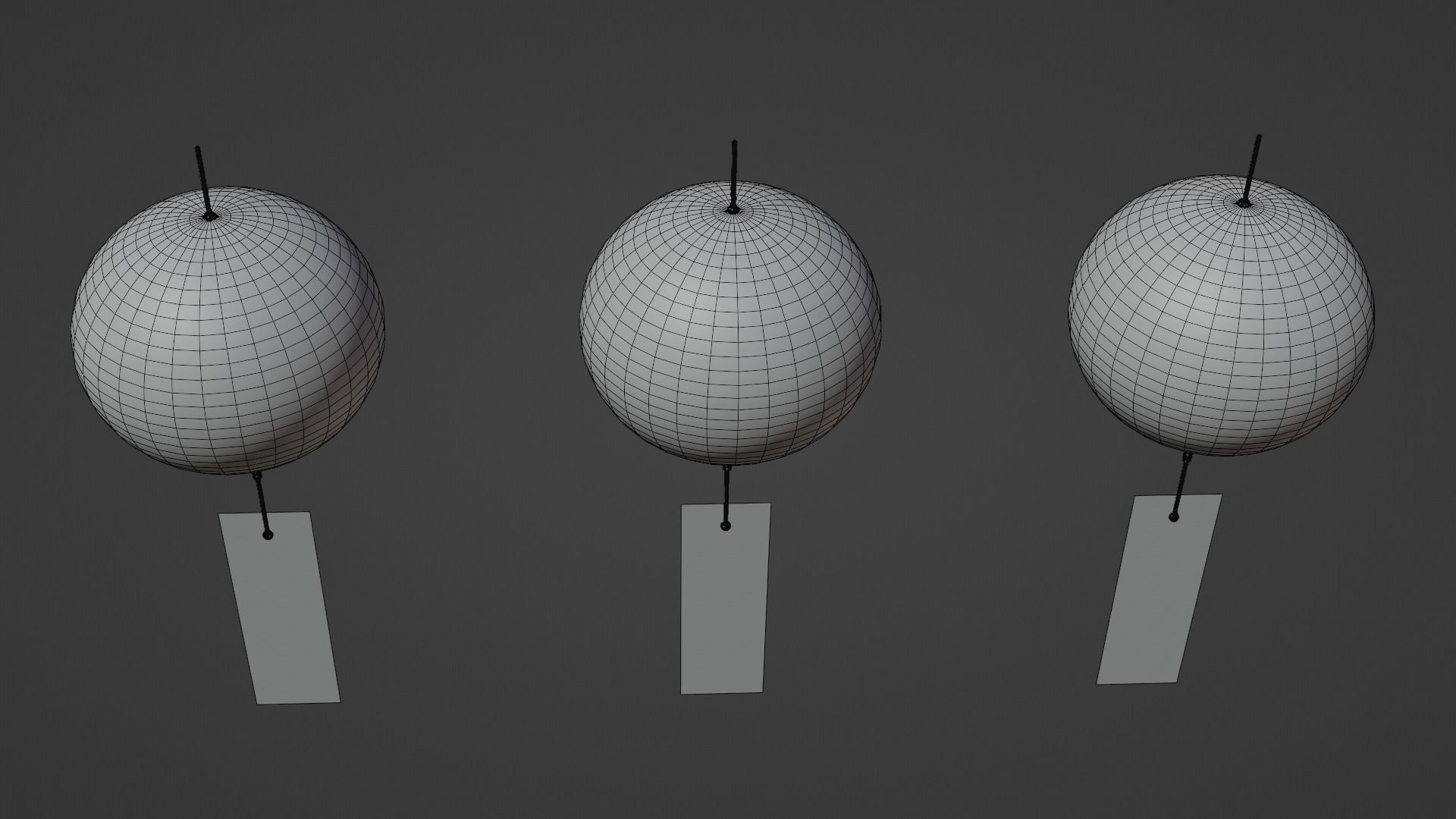 Furin - Wind Chimes Low-poly 3D model_9