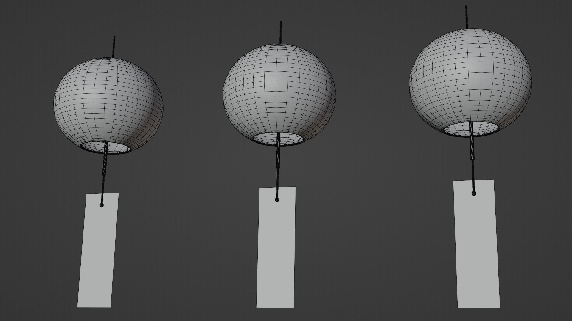 Furin - Wind Chimes Low-poly 3D model_3