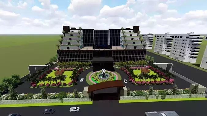 3d model of hotel all sources file revit sketchup  3D model