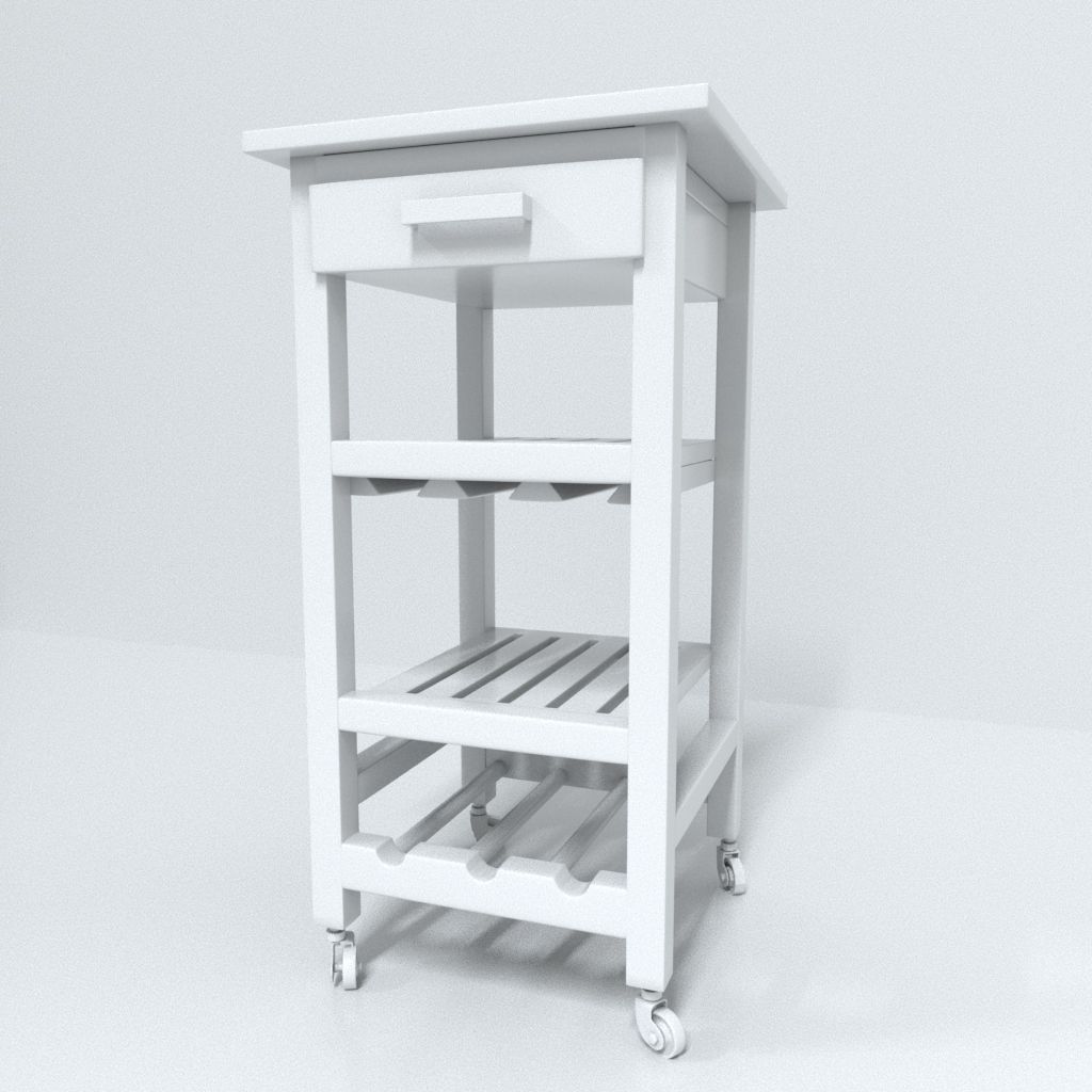 Wine bar cart  Low-poly 3D model_9