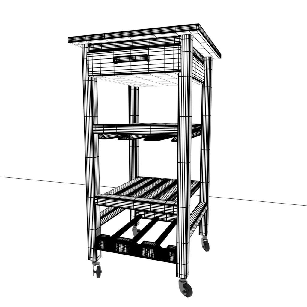 Wine bar cart  Low-poly 3D model_8