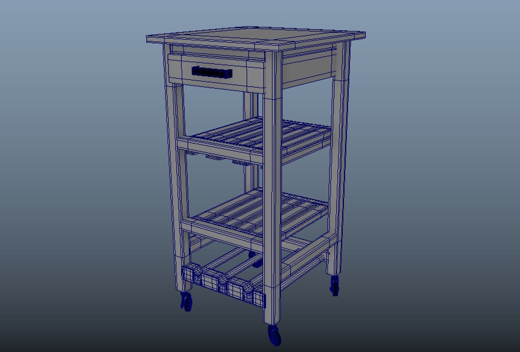 Wine bar cart  Low-poly 3D model_7