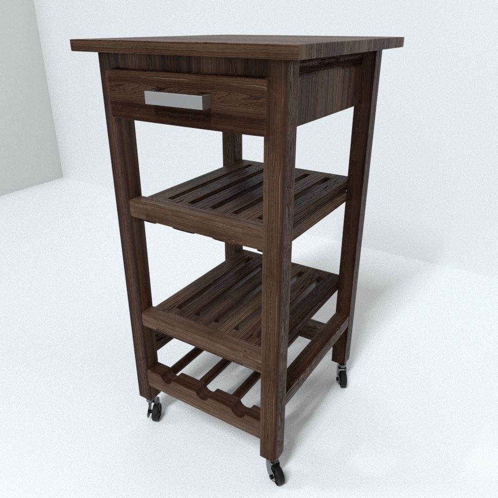 Wine bar cart  Low-poly 3D model_5