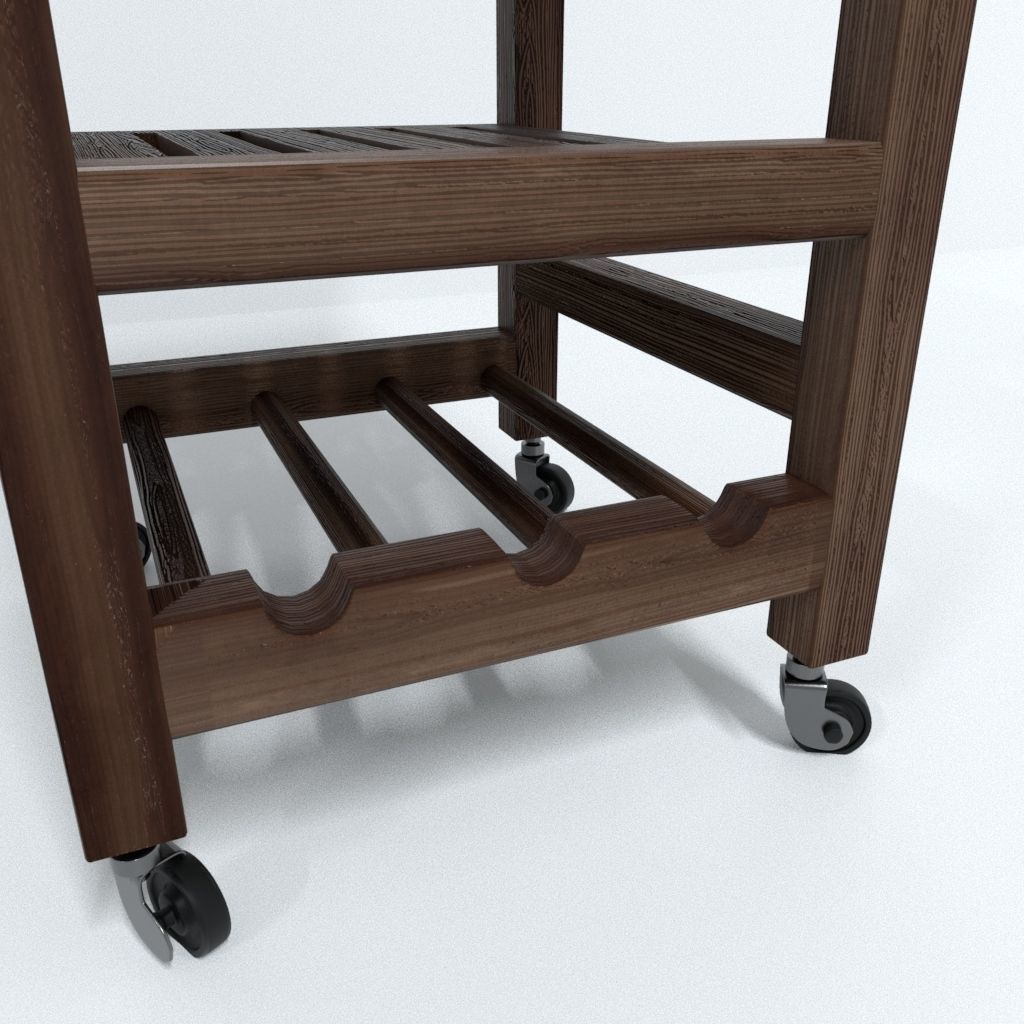 Wine bar cart  Low-poly 3D model_4