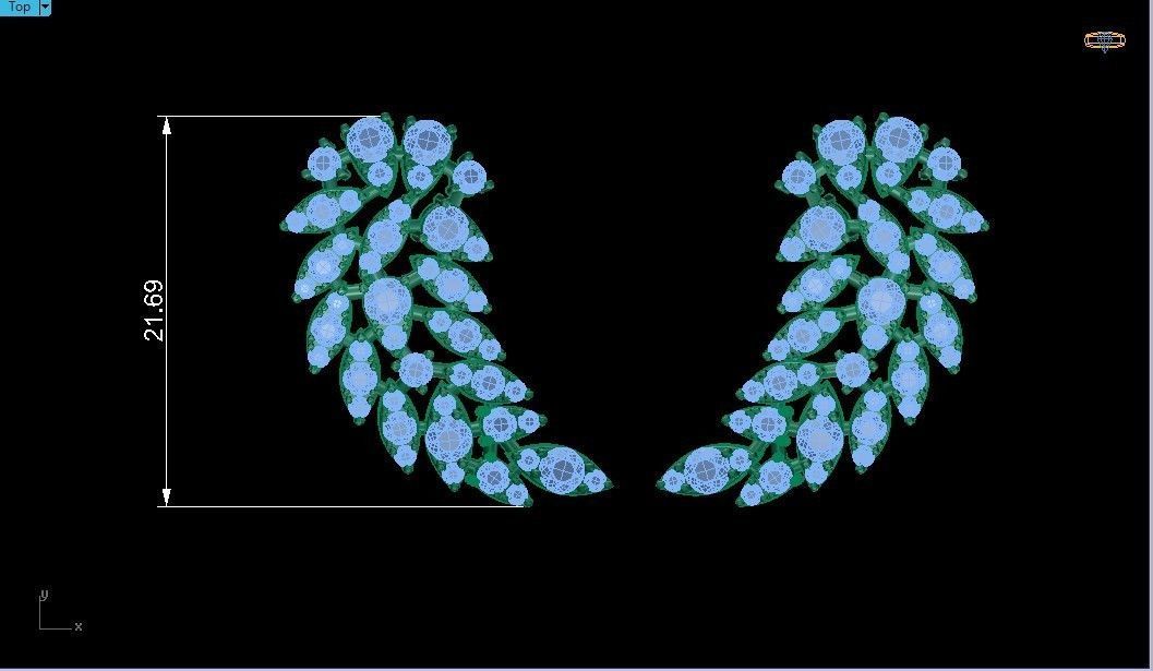 earrings wing 3D print model 3D print model_2