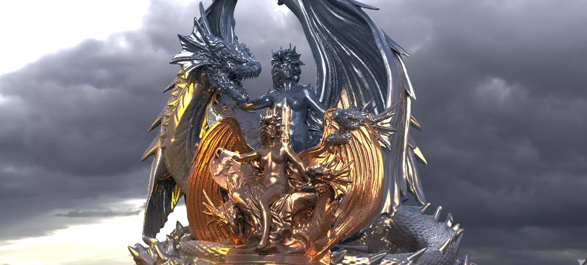 Dragon Angel Throne Queen Designs 2 3D model_0