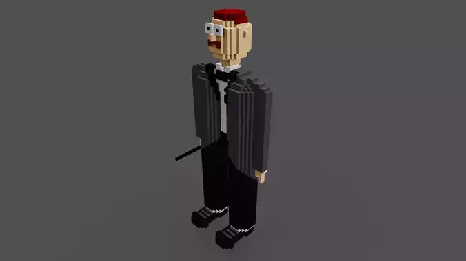 Conductor man in suit and tie Low-poly 3D model