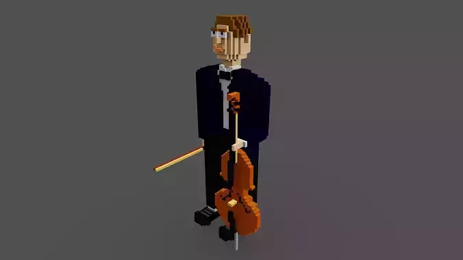 Cello player Low-poly 3D model