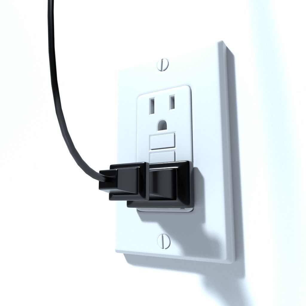 Wall lamp with bulb cord and outlet Low-poly 3D model_7