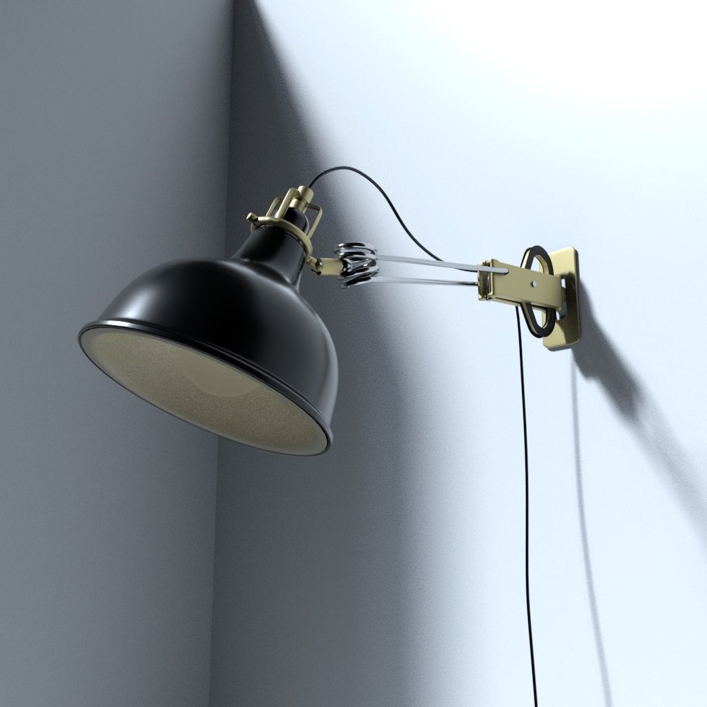 Wall lamp with bulb cord and outlet Low-poly 3D model_11