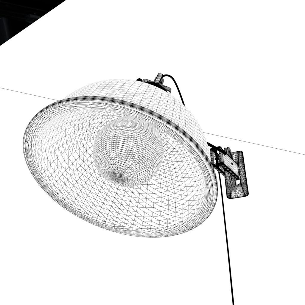 Wall lamp with bulb cord and outlet Low-poly 3D model_6