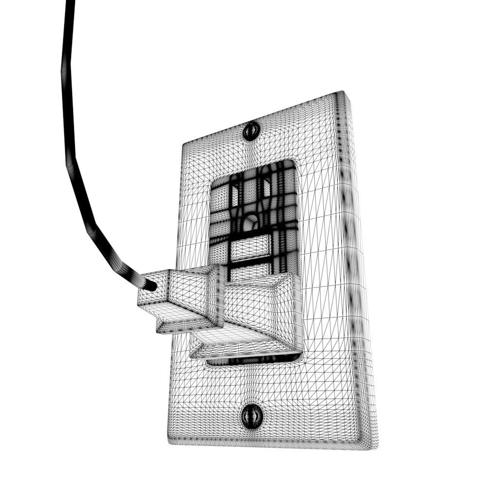 Wall lamp with bulb cord and outlet Low-poly 3D model_8