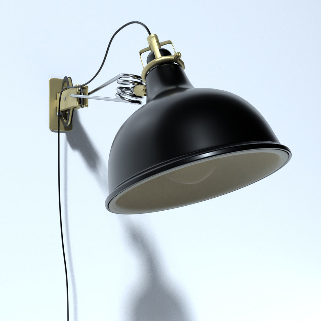 Wall lamp with bulb cord and outlet Low-poly 3D model_4