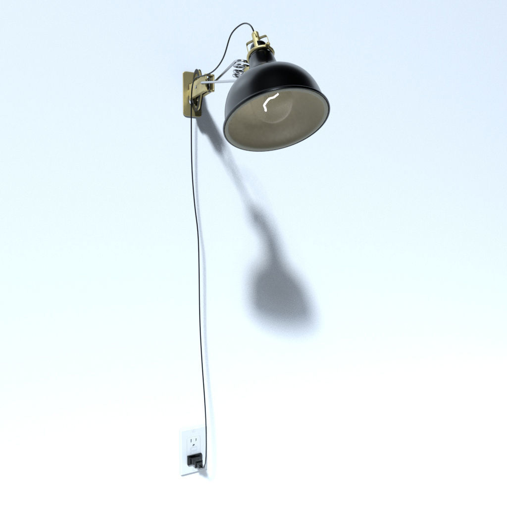 Wall lamp with bulb cord and outlet Low-poly 3D model_12
